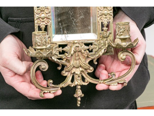 Brass Mirror Two Light Sconce