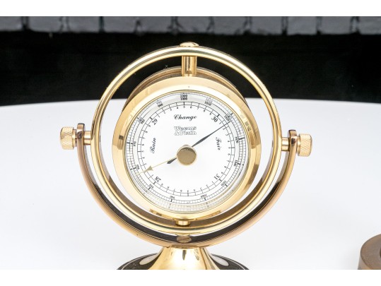 Two Decorative Mantle Clocks With Clock / Barometer