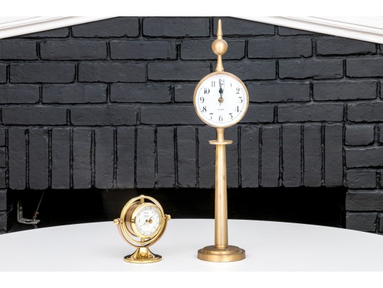 Two Decorative Mantle Clocks With Clock / Barometer