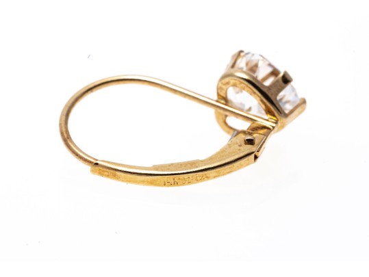 14k Yellow Gold Pendant Earrings With Heart Shaped Brilliant Cut CZ Drops