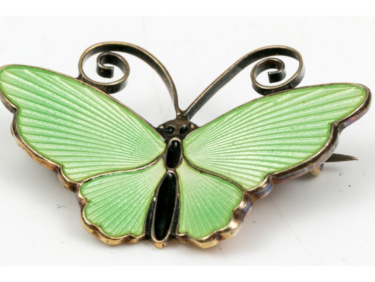 Sterling Perfume Bottles Necklace And Enamel Brooch