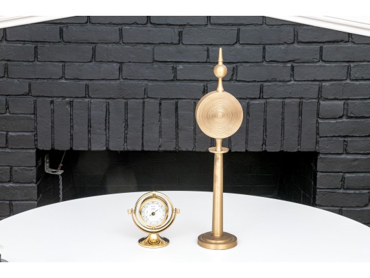 Two Decorative Mantle Clocks With Clock / Barometer