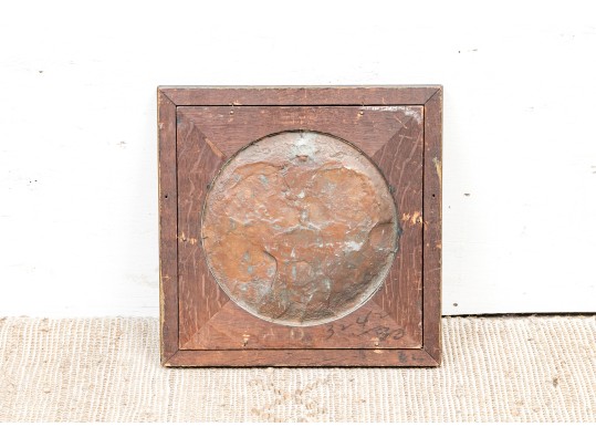 Attrib. Hans Christiansen (Germany, 1866-1945) Art Nouveau Hammered Copper Medallion, Lovers