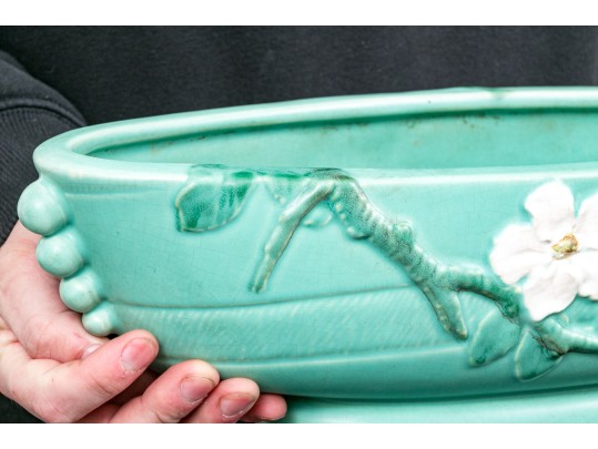 Weller Moulded And Glazed Ceramic Oval Centerpiece