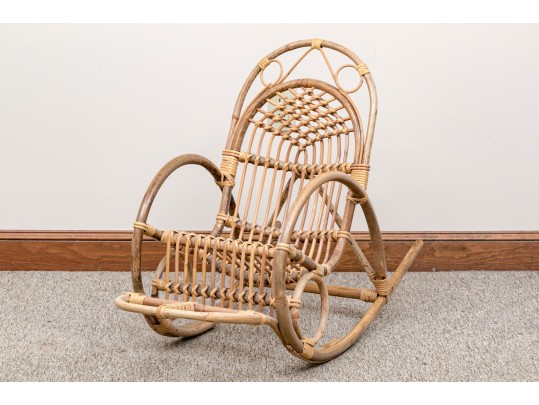 Vintage Child Bamboo Rattan Rocking Chair