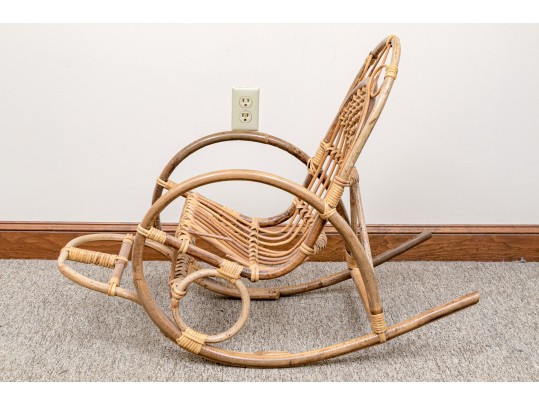 Vintage Child Bamboo Rattan Rocking Chair