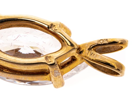 10k Yellow Gold Classic Solitaire, Marquise Shaped, Clear White Brilliant CZ Stone Pendant