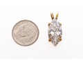 10k Yellow Gold Classic Solitaire, Marquise Shaped, Clear White Brilliant CZ Stone Pendant