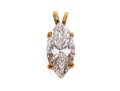 10k Yellow Gold Classic Solitaire, Marquise Shaped, Clear White Brilliant CZ Stone Pendant