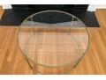 Contemporary Brass Finished Glass Cocktail Table