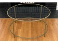 Contemporary Brass Finished Glass Cocktail Table