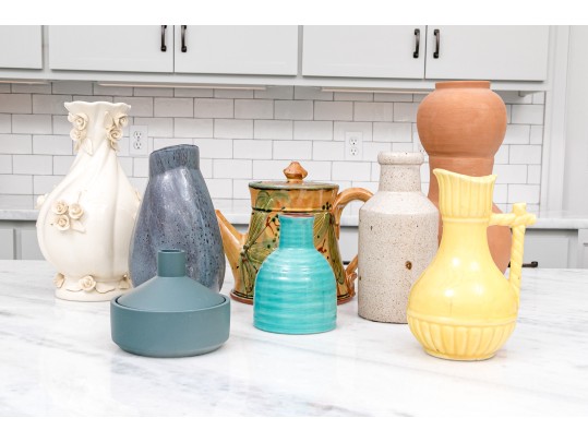 Large Funky Collection Of Eight Decorative Ceramics