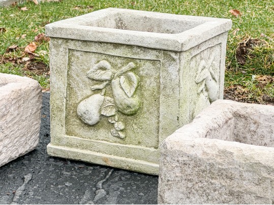 Collection Of Three Square Form Concrete Planters