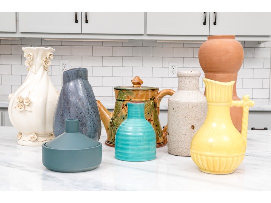 Large Funky Collection Of Eight Decorative Ceramics