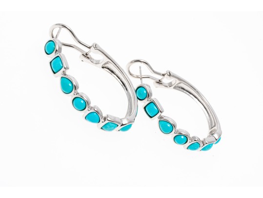 Sterling And Dyed Blue Howlite Earrings And Rings, Size 7