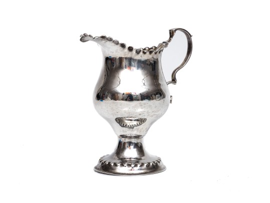 Antique 18th Century English Sterling Pedestal Creamer, Beaded Edge, Circa 1775