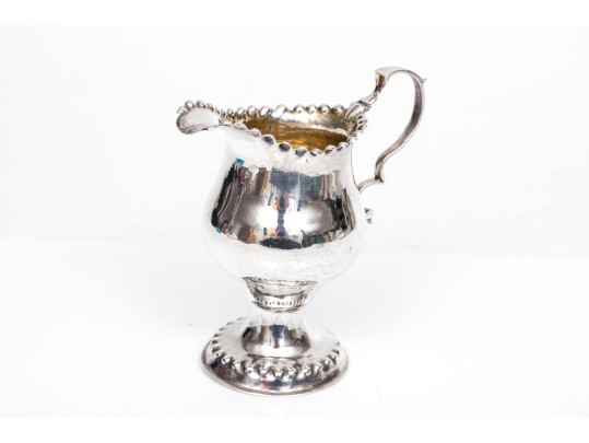 Antique 18th Century English Sterling Pedestal Creamer, Beaded Edge, Circa 1775