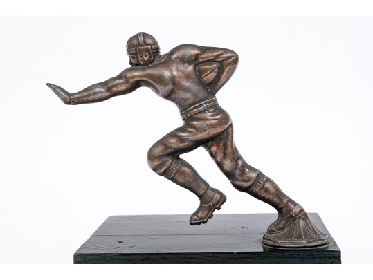 Striking Vintage Bronze Football Motif Radiator Cap Cover, Mounted