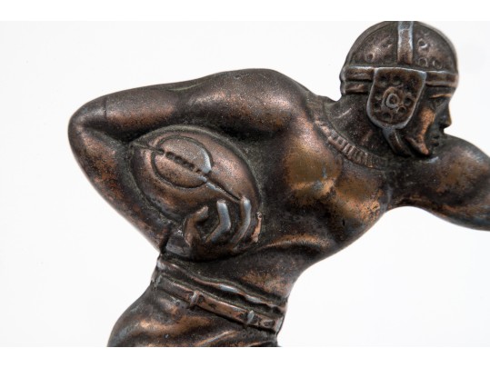 Striking Vintage Bronze Football Motif Radiator Cap Cover, Mounted