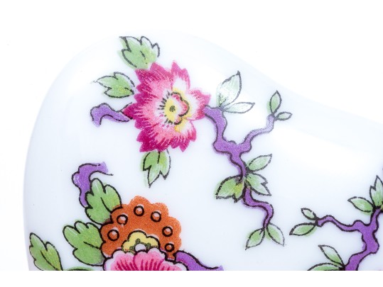 Limoges Floral Painted Heart Form Box