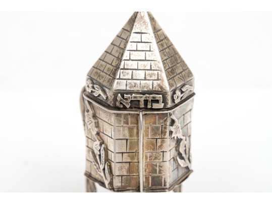 Sterling Miniature Chair, Shoe Pin Cushion And Judaica Spice Box, 2.79 Ozt.