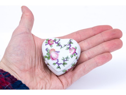 Limoges Floral Painted Heart Form Box
