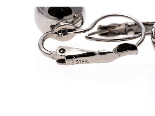 Modern Sterling Silver Ball Earrings