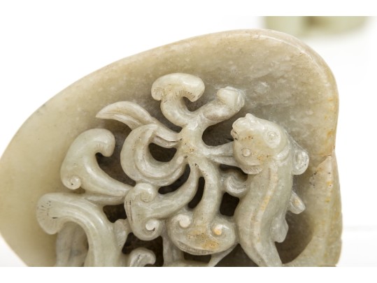 Two Soft Green Carved Serpentine Stones