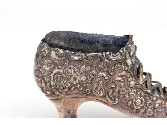 Sterling Miniature Chair, Shoe Pin Cushion And Judaica Spice Box, 2.79 Ozt.