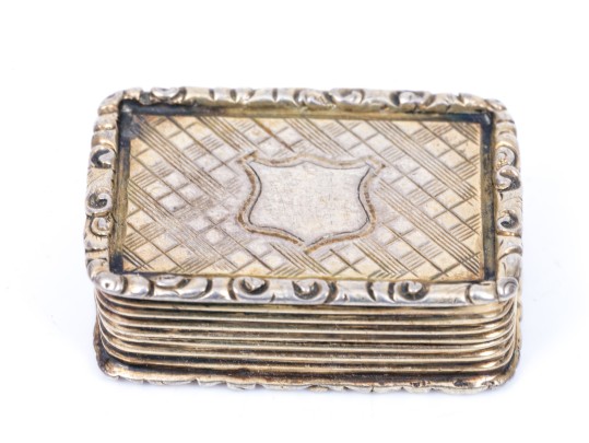 Antique Charming Diminutive English Sterling Silver Vinaigrette, Chased, 1842 (updated)