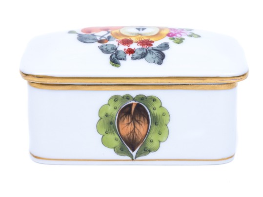 Herend Fruit Motif Gilt Porcelain Box