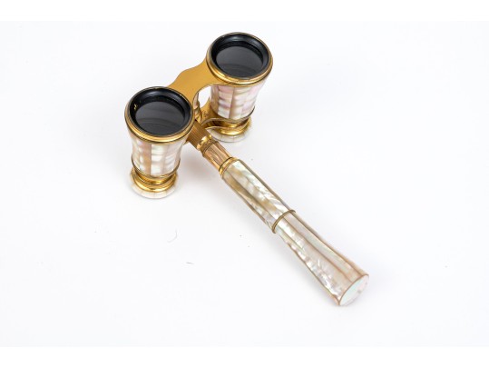 Lemaire Fi, Paris Beautiful Vintage Long Handle Mother-of-pearl Opera Glasses