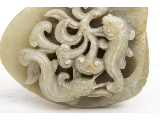 Two Soft Green Carved Serpentine Stones