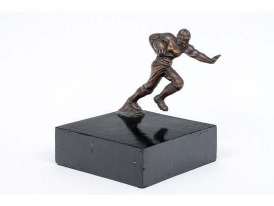 Striking Vintage Bronze Football Motif Radiator Cap Cover, Mounted