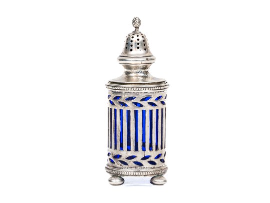 Tiffany & Co. Sterling And Blue Glass Spice Shaker