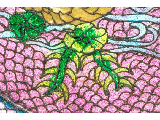 Stunning Plique  A Jour Dish With Bird And Floral Image