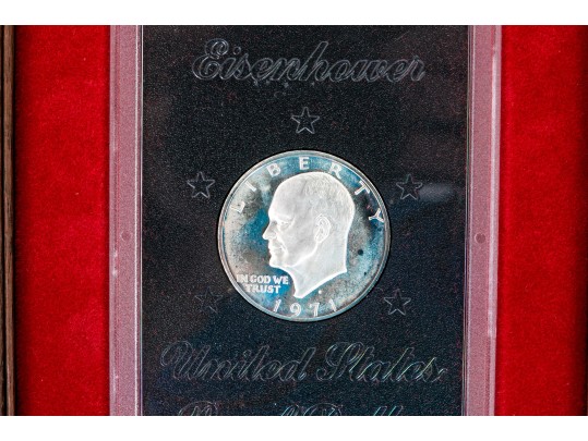 Collection Of United States Currency: Proof Sets, Silver Sets, Silver Dollar, Eisenhower Dollars
