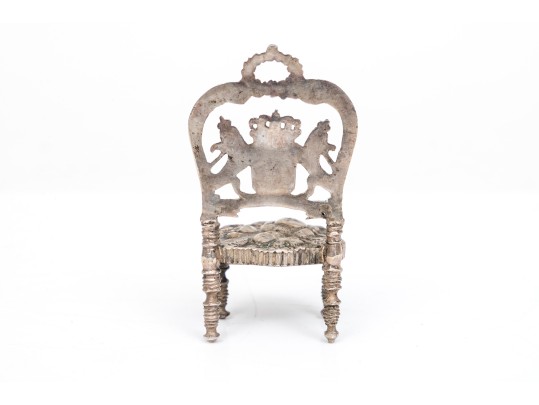 Sterling Miniature Chair, Shoe Pin Cushion And Judaica Spice Box, 2.79 Ozt.