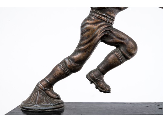 Striking Vintage Bronze Football Motif Radiator Cap Cover, Mounted