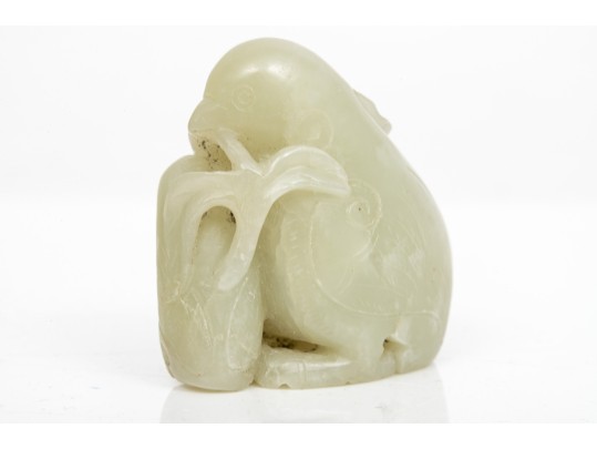 Two Soft Green Carved Serpentine Stones