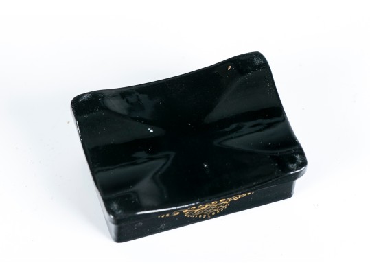Small Black Hand Painted Lacquered Russian Box