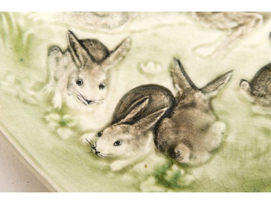 Choisy Le Roi, HIggins & Seiter Charming Antique Frolicking Bunnies Plate