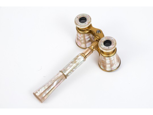 Lemaire Fi, Paris Beautiful Vintage Long Handle Mother-of-pearl Opera Glasses