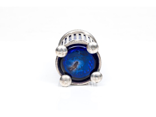 Tiffany & Co. Sterling And Blue Glass Spice Shaker