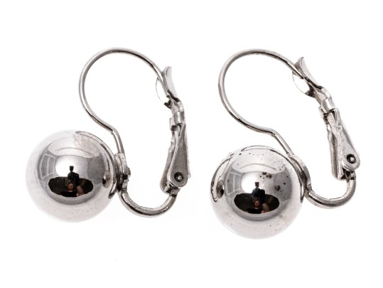 Modern Sterling Silver Ball Earrings