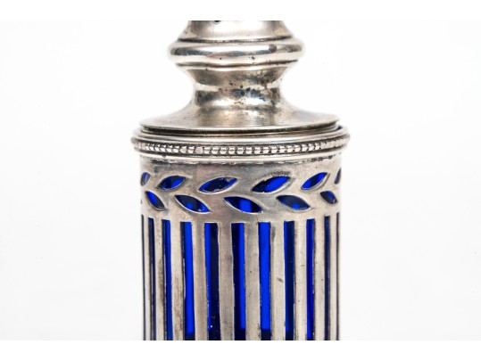 Tiffany & Co. Sterling And Blue Glass Spice Shaker