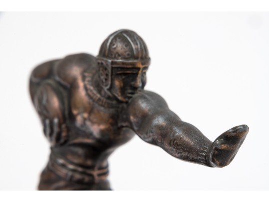 Striking Vintage Bronze Football Motif Radiator Cap Cover, Mounted