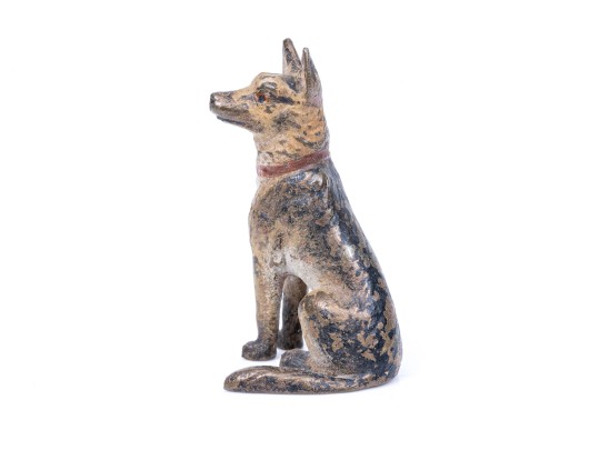 Beautiful Diminutive Vintage Austrian Cold Painted Bronze German Shepherd