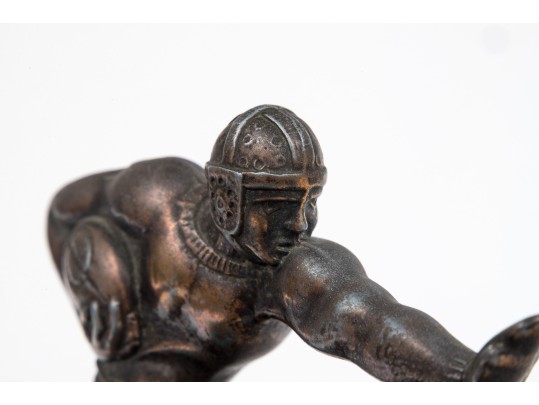 Striking Vintage Bronze Football Motif Radiator Cap Cover, Mounted