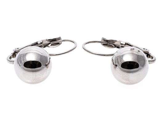 Modern Sterling Silver Ball Earrings